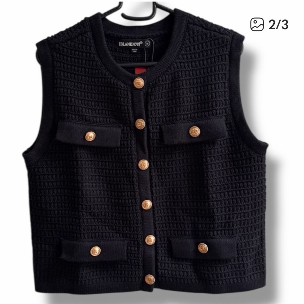 NWT BLANKNYC Black Knit VestS6